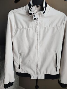 Marc Asher Men's Size M Bomber Jacket in Cream & Black